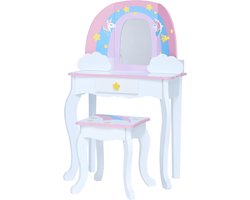 ApexArte® Kaptafel Kind - Make up Tafel voor Meisjes - Schminktafel - Wit