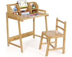 ApexArte® Kinderbureau - Kindertafel voor Jongen en Meisje - Tekentafel met Stoeltjes - Verstelbaar - Bruin
