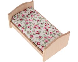 ApexArte® Luxe Poppenbed - Poppenbedje Hout - Poppenhuis Meubels - Natuurlijk