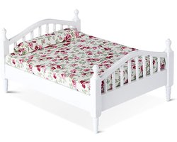 ApexArte® Luxe Poppenbed - Poppenbedje Hout - Poppenhuis Meubels - Wit