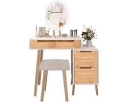 ApexArte® Make Up Tafel met Spiegel - Kaptafel voor Meisjes - Hollywood Spiegel met Verlichting