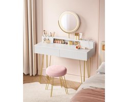 ApexArte® Make Up Tafel met Spiegel - Kaptafel - Voor Vrouwen & Meisjes - Wit