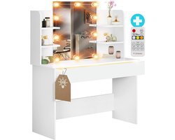 ApexArte® Make Up Tafel met Spiegel - Kaptafel - Voor Vrouwen & Meisjes - Wit