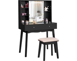 ApexArte® Make Up Tafel met Spiegel - Kaptafel - Voor Vrouwen & Meisjes - Zwart
