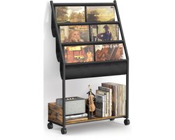 ApexArte® Platenspeler Meubel - Platenspeler Kast op Wielen - LP Houder