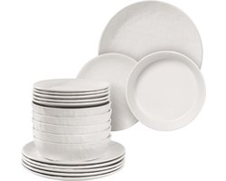 ApexArte® Serviesset - Bordenset 6 Persoons - Chique Bordenset - Porselein - Linnen Wit