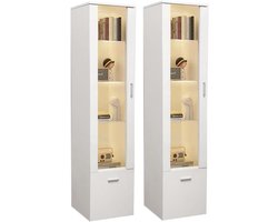 ApexArte® Vitrinekast met Glas - Dressoir Kasten - Opbergkast - Wit
