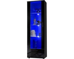 ApexArte® Vitrinekast met Glas - Dressoir Kasten - Opbergkast - Zwart