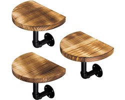 ApexArte® Wandplank - Houten Plank Wandmontage - Hoekrek Display Decor - Hoekplank - Organizer voor Slaapkamer Keuken Badkamer - Bruin