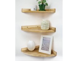 ApexArte® Wandplank - Houten Plank Wandmontage - Hoekrek - Hoekplank - Organizer Keuken - Badkamer - Natuurlijk