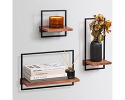 ApexArte® Wandrek Industrieel - Wandplank Zwevend - Wandkast - Hout - Walnoot