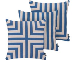 APIOS - Set van 3 tuinkussens - Blauw/Beige - 45 x 45 cm - Olefine