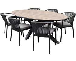 Apollo Salvador dining tuinset ovaal 220x115xH75 cm 7 delig polywood rope