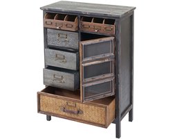 Apothekers ladenkast MCW-F34, ladekast, massief dennenhout vintage shabby look 90x65x32cm