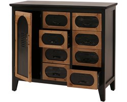 Apothekerskast MCW-O63, kast met lades, opbergruimte, vintage shabby industrial, hout en metaal, 80x91x40 cm ~ behuizing zwart