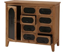 Apothekerskast MCW-O63, kast met lades, opbergruimte, vintage shabby industrial, hout en metaal, 80x91x40 cm ~ corpus naturel