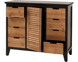 Apothekerskast MCW-O63, kast met opbergvakken en lades, vintage shabby look met luiken 80x91x40cm ~ Korps zwart