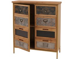 Apothekerskast MCW-O79, kast met hoge opbergvakken, vintage shabby-look 94x80x35cm, blauw