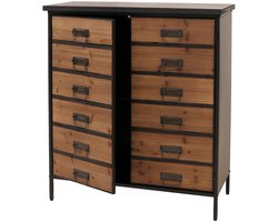 Apothekerskast MCW-O79, kast met hoge opbergvakken, vintage shabby-look 94x80x35cm, naturel