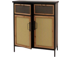 Apothekerskast MCW-O79, kast met hoge opbergvakken, vintage shabby-look 94x80x35cm, rotanlook