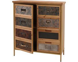 Apothekerskast MCW-O79, kast met hoge opbergvakken, vintage shabby-look 94x80x35cm, wit/blauw