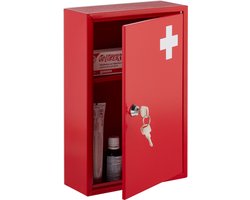 Apothekerskastje - veilig en hangend - 1 stuk - rood - metaal - 32x21,5x9,5 cm