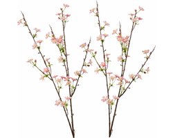 Appelbloesem kunsttak - 2x - roze - 85 cm - takken - kunstbloemen - kunstbloemen - Woondecoratie/accessoires - Nepbloemen