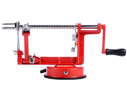 Appelschiller van metaal, afmetingen 25,5 x 14 x 11 cm, met zuignap voor bevestiging, vaste handgreep, ideaal voor eenvoudig en efficiënt gebruik in de keuken,rood
