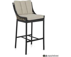 Apple Bee - Barstoel Milou 62 Natuur Grijs Zwart Aluminium RVS Stoel Tuin