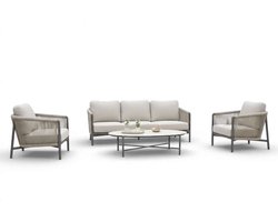 Apple Bee Bora Bora Loungeset 4-delig Nr. 2 | Taupe Rope & Keramiek
