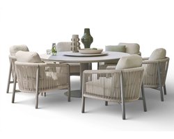 Apple Bee Bora Bora Low Dining Tuinset 7-delig | Melville Ø160 cm | 6 Stoelen | Taupe