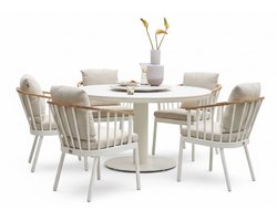 Apple Bee Condor Dining Tuinset Ø 140 cm | 6-delig | Oyster | 5 Stoelen
