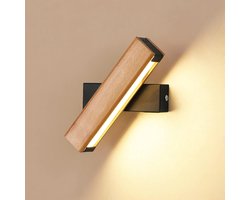 Appliques murales-houten wandlamp voor binnen-warmwitte-wandlamp voor slaapkamer-4W-400LM-360° draaibaar-21cm