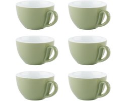 APS 6 Cappuccinokoppen - Kopje - Groen - Ø 10,5 cm - 300 ml - Vaatwasserbestendig - Breukvast
