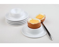 APS Eierdopjes - Melamine Eierdop Houder voor Ontbijt - Stapelbaar - Wit - 4 stuks