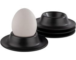 APS Eierdopjes - Melamine Eierdop Houder voor Ontbijt - Stapelbaar - Zwart - 4 stuks
