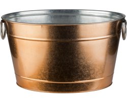 APS-Germany® Wijnkoeler met Lekbak en Handvaten - IJsemmer - Bierkoeler - Champagne koeler - Champagne Emmer - Metaal - Koper Look - 11 Liter - 40x28x22 cm