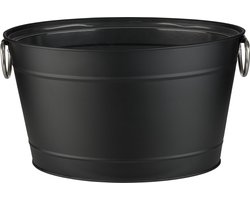 APS-Germany® Wijnkoeler met Lekbak en Handvaten - IJsemmer - Bierkoeler - Champagne koeler - Champagne Emmer - Metaal - Zwart - 11 Liter - 40x28x22 cm