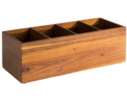APS Houten Opbergbox - 4 Vakken - Acaciahout - 36 x 14 x 12,5 cm