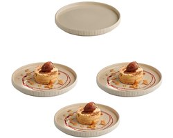 APS The Grid Dinerbord - Bordenset - Porseleine borden - Stapelbaar - Zand Beige - 23 cm (3 stuks)