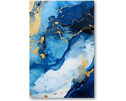 Aqua blauw goud marmer - Marmerpatroon - 60x90 Canvas Staand - Minimalist