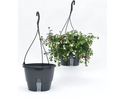Aqua Easy - Met Waterreservoir 3 liter- set van 32.5cm en 27cm Bloempotten voor buiten - Bloempot - Waterbesparend -Bloempot buiten -Bloempot Kunststof - Planten hanger - Bloempotten - Cadeau - Verjaardag Cadeau - Moederdag Cadeau - Vaderdag Cadeau .
