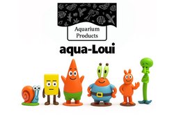 Aqua-Loui® – Aquarium Decoratie Set – 6 Cartoonstijl Figuren – Vrolijke Onderwatervrienden voor Aquarium of Terrarium
