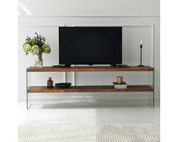 Aqua TV TV-standaard | GEHARD GLAS | Natuurlijk - Emob - TV-meubel - Bruin - Hout; Glas