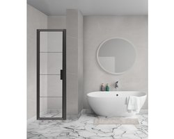 Aqua Vista Triple Draaideur - 100x200 cm - 8mm - helder glas - onderdeel hoekcabine - mat zwart