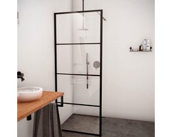 Aqua Vista Triple Zijwand - 70x200 cm - incl. wandbeugel - helder glas - mat zwart