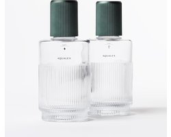 AQUALEX Nova Dark Green 2 flessen met opdruk PLAT & BRUIS - 75 cl - 750 ml - Karaf - Waterkan - Glas