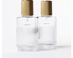 AQUALEX Nova French Gold 2 flessen met opdruk PLAT & BRUIS - 75 cl - 750 ml - Karaf - Waterkan - Glas