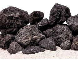 AquaOne Aquariumstenen Zwarte lavasteen I Natuursteen Lava 10 kg Mix maat S tot L I Aquascaping-steen voor aquarium I Lavasteen Decoratie Aquascape Decoratie