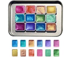 Aquarel Verf Glitter | 12-kleuren Interactieve Schilderij Kit - Schilderbenodigdheden voor Kunstenaars Beginners Kinderen Jongens Meisjes Kunst Leraren Craft Liefhebbers Scrapbookers Klaslokaal